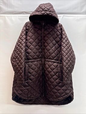 Athleta Whisper Featherless Puffer Parka Women’s 3X Brown Quilted Hooded Jacket